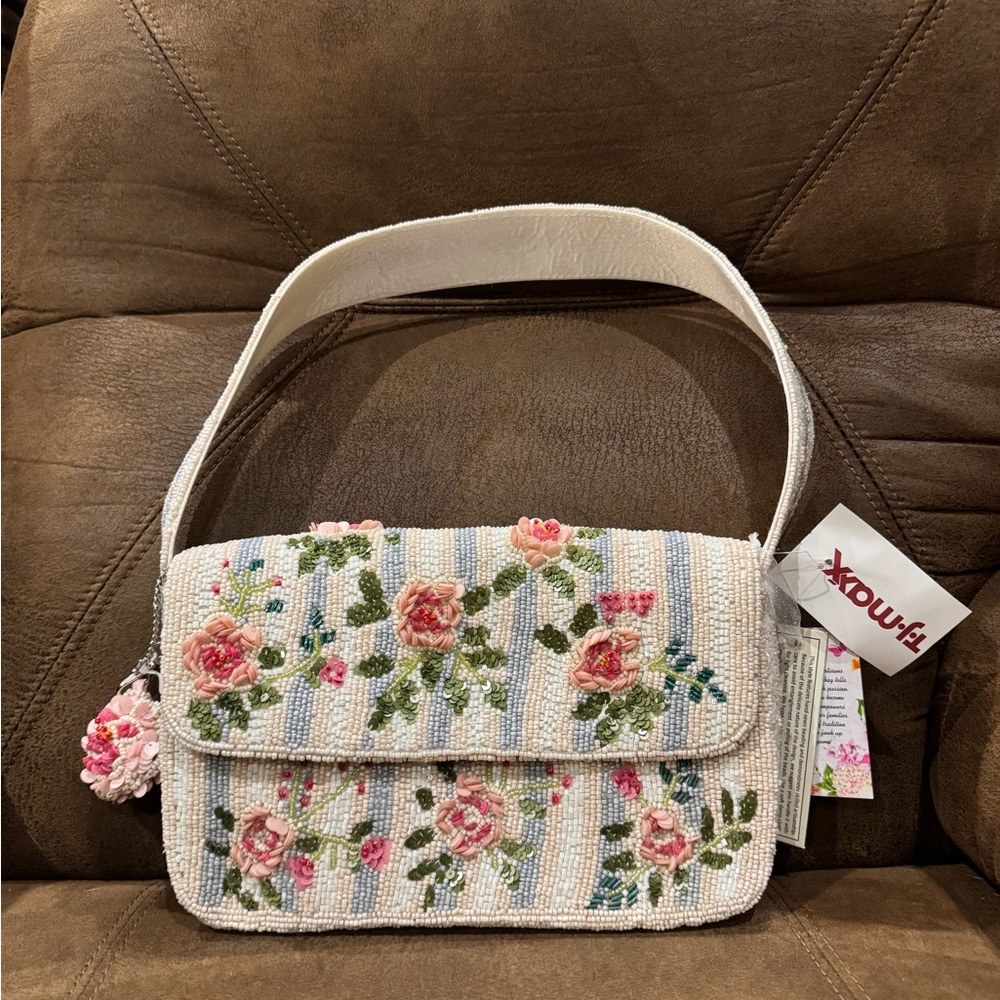 VIRAL TJ MAXX Floral Beaded Bag with Bag Charm